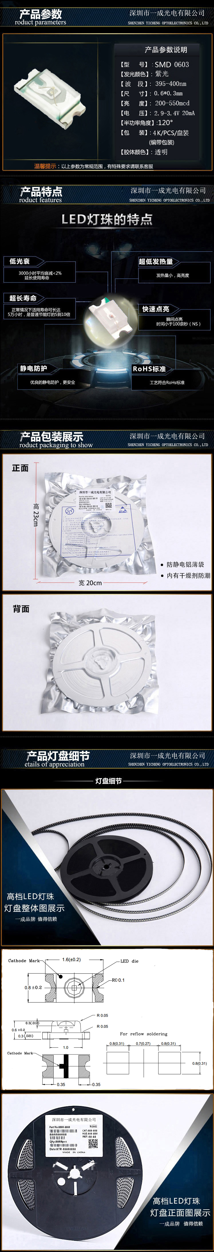 0603 紫光贴片式LED